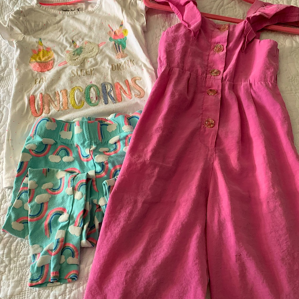 Cynthia Rowley Unicorn set + Zara jumpsuit . Size 5. EUC